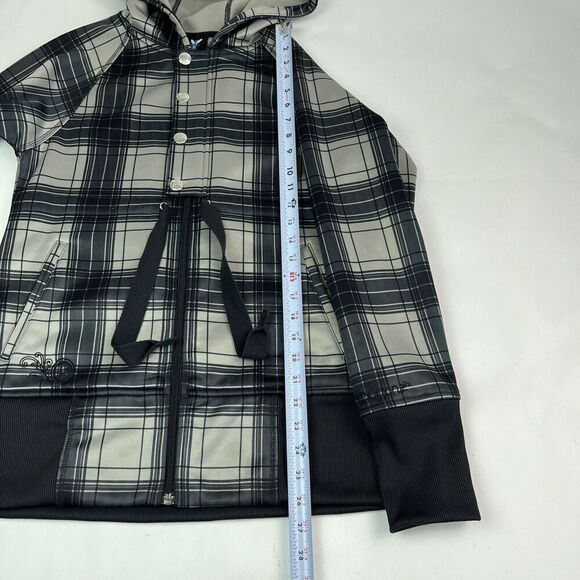 Burton Dry Ride Plaid Tie Waist Fleece Jacket M Gorpcore Hooded Ski Trail Grunge - Picture 7 of 15